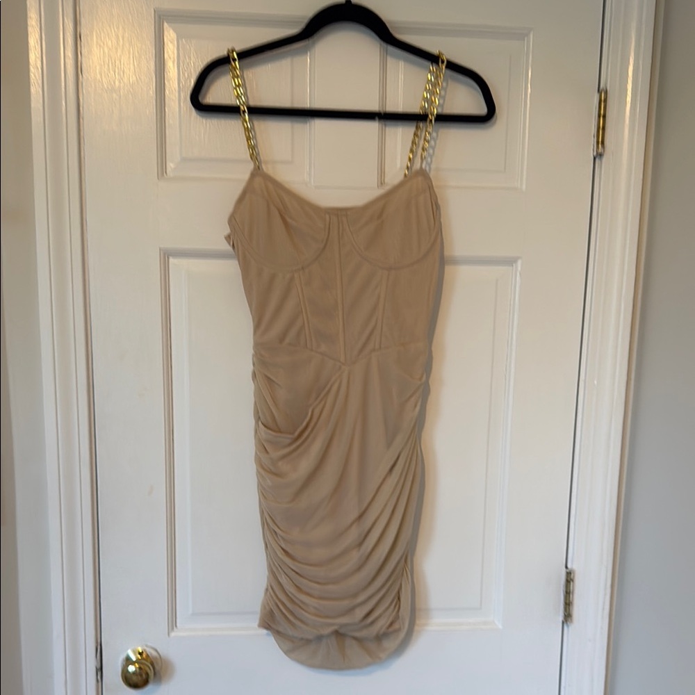 PrettyLittleThing Tan Bodycon Mini Dress Spaghetti Strap